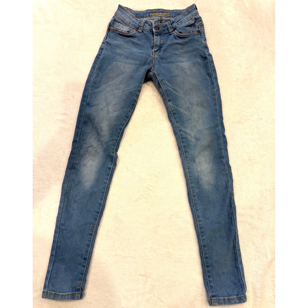 Bamboo Jeans Womens Skinny Denim Medium Wash Blue Size 00 Stretch Low Rise